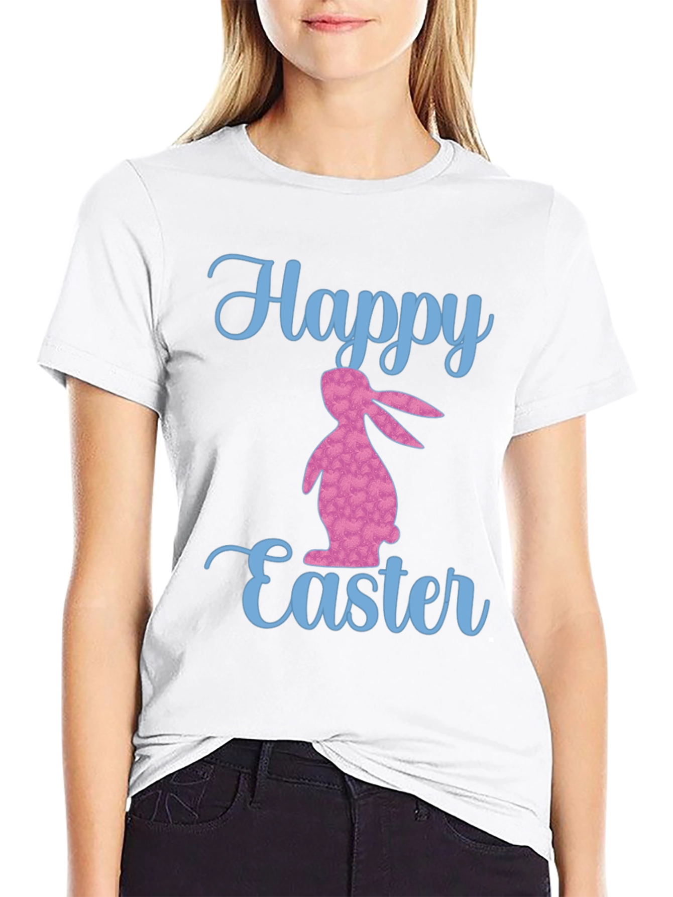 Happy Easter Bunny Graphic T-Shirt - Black