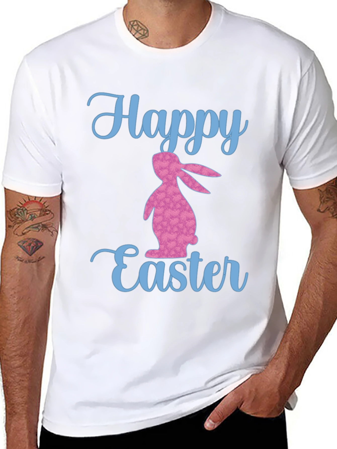 Happy Easter Bunny Graphic T-Shirt - Black