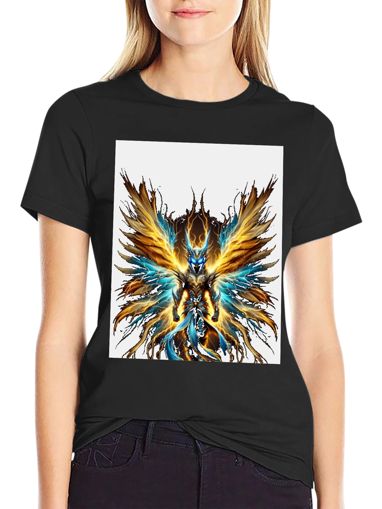Fiery Angel Graphic Black T-Shirt