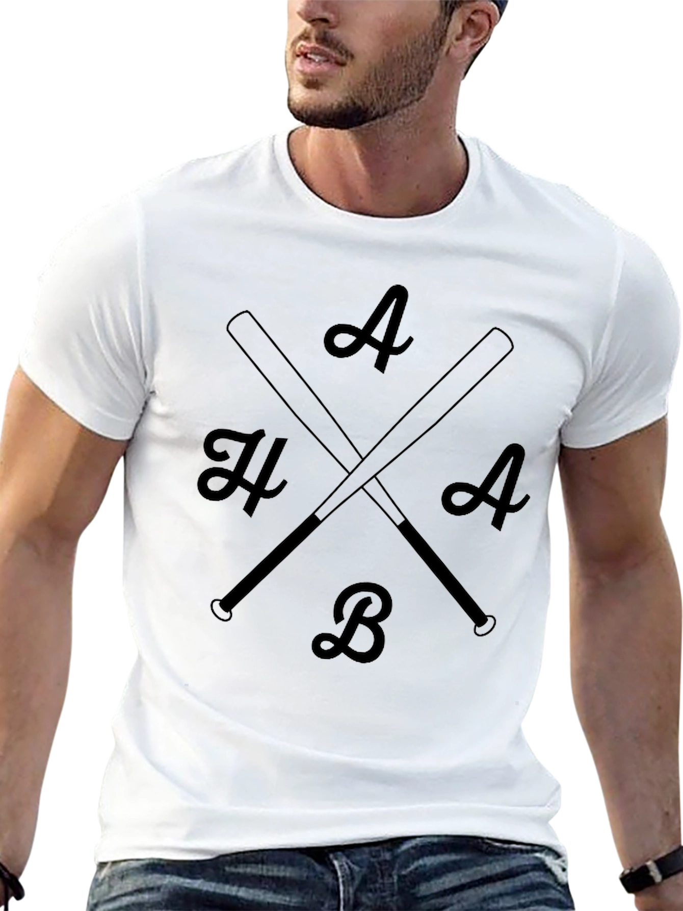 Baseball Bats & Letters Graphic Tee - Black