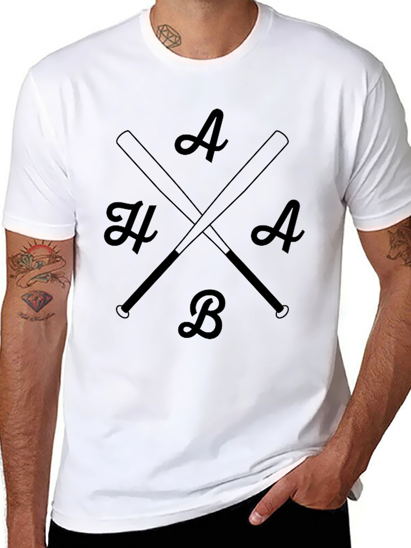 Baseball Bats & Letters Graphic Tee - Black