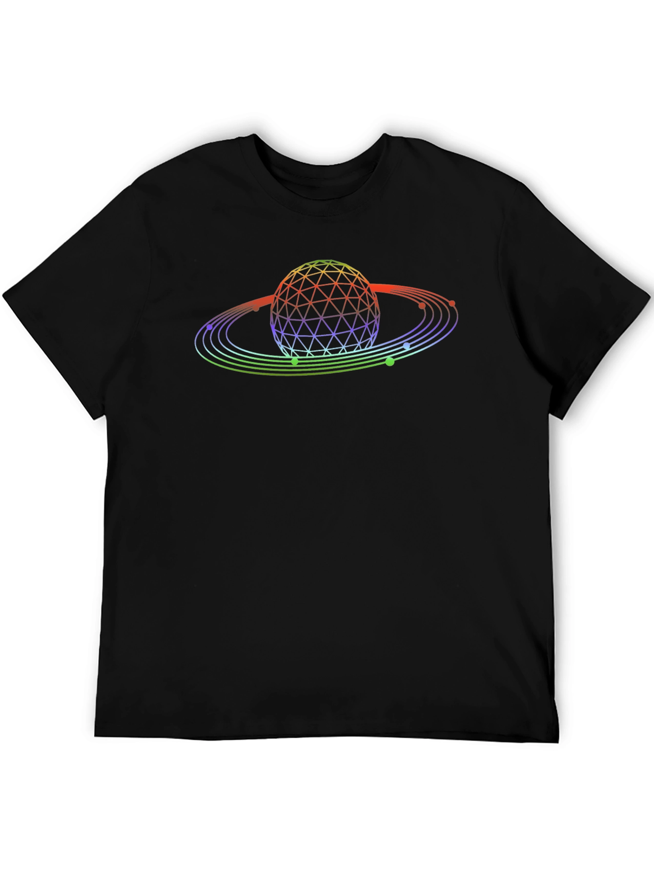 Geometric Planet Graphic Tee - Black Cotton