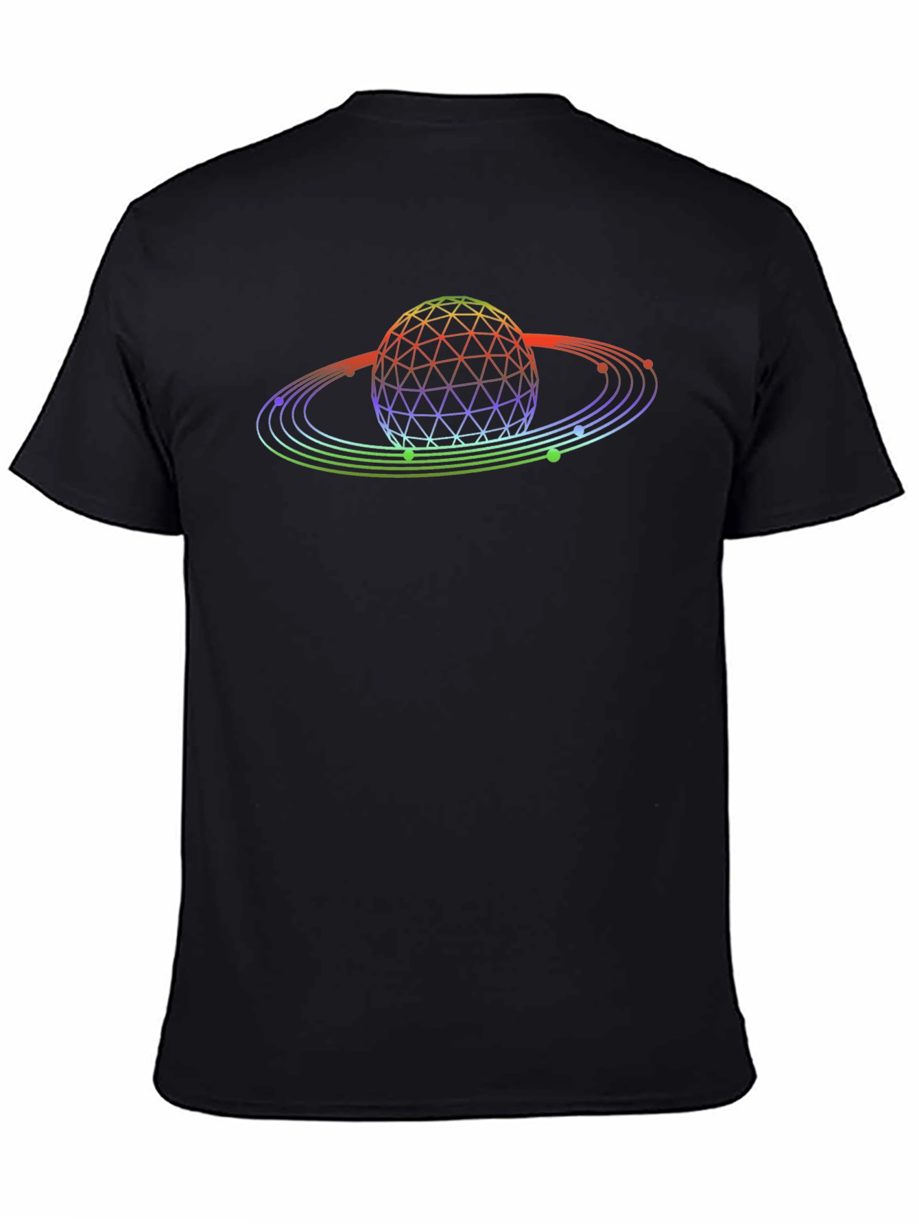 Geometric Planet Graphic Tee - Black Cotton