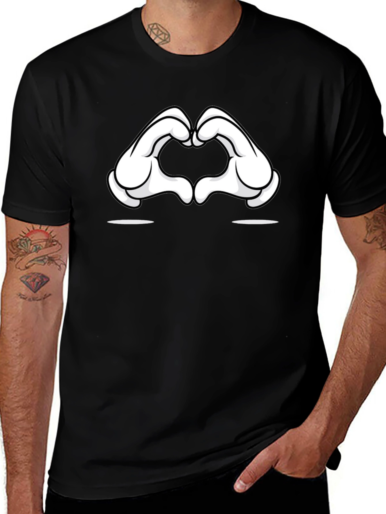 Cartoon Hands Heart Gesture T-Shirt