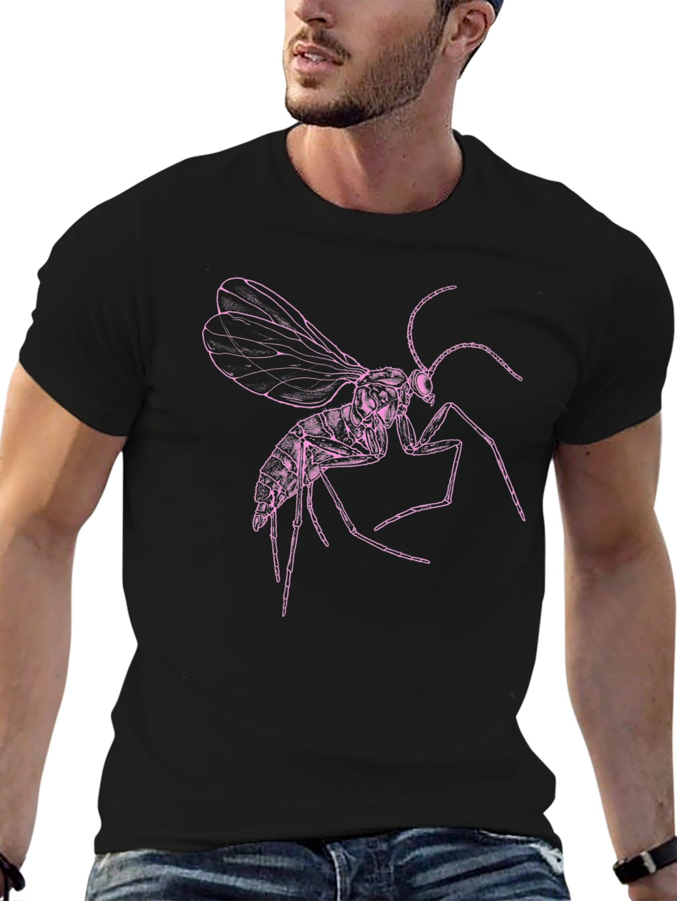 Insect Graphic Print Black T-Shirt