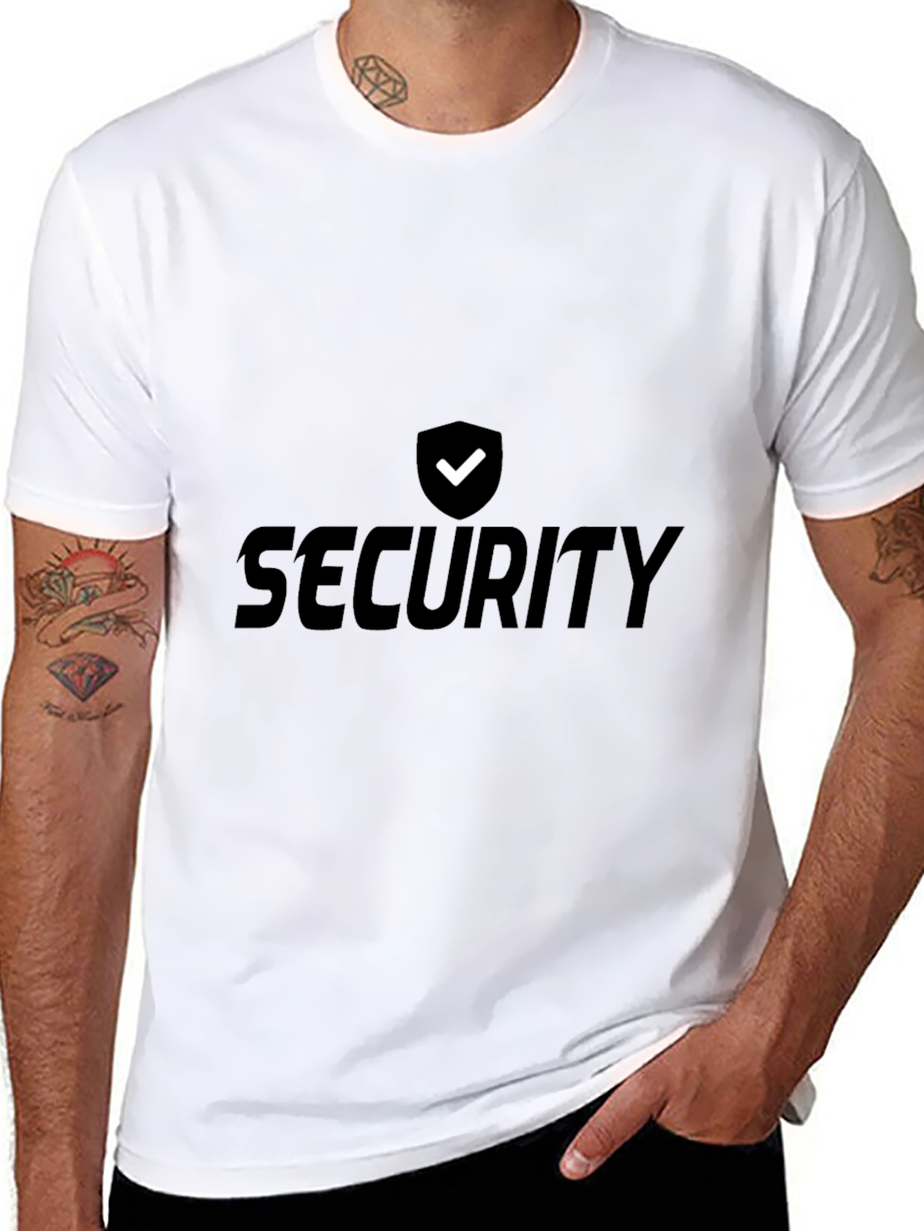 Security Check T-Shirt - Black Cotton Blend Tee
