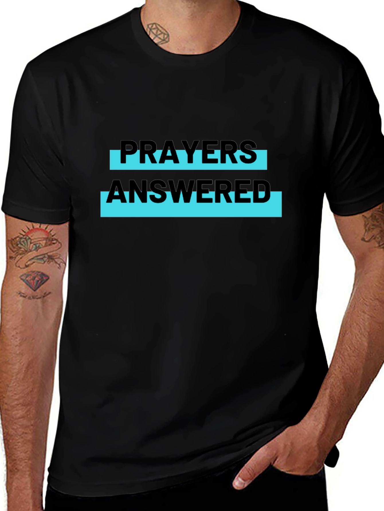 Prayers Answered Graphic Tee - Black Casual T-Shirt