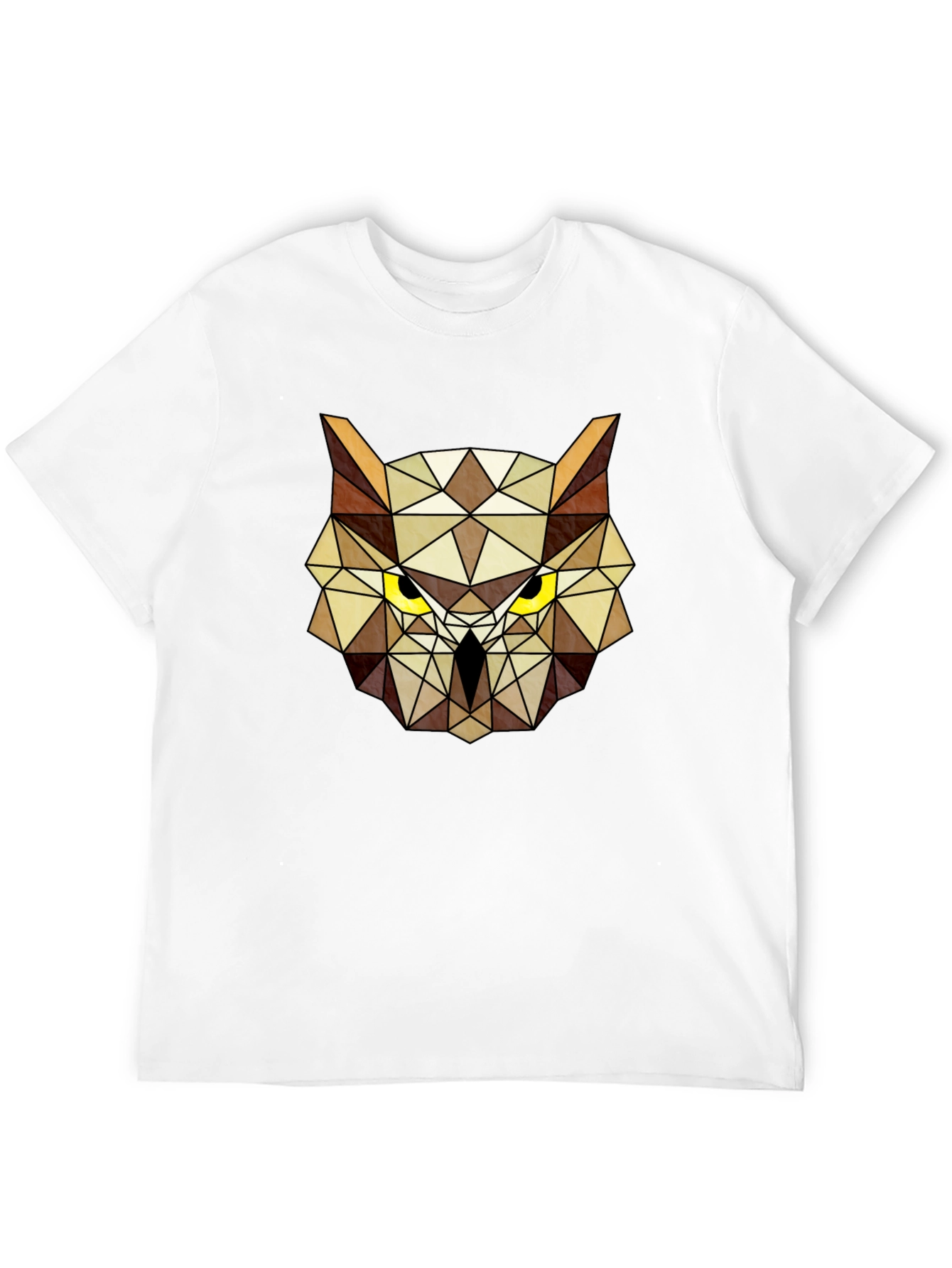 Geometric Owl Head Graphic Tee - Modern Design