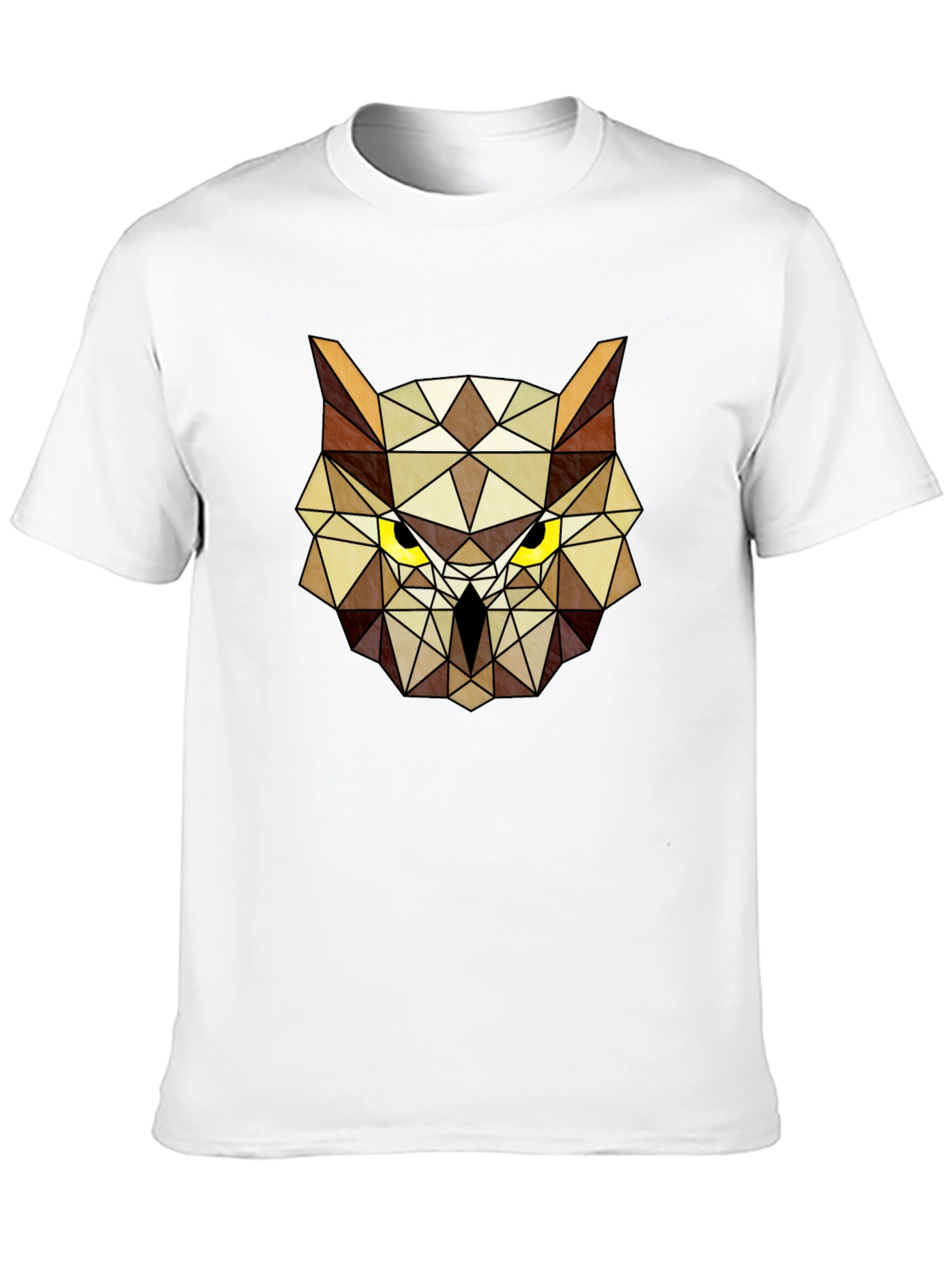 Geometric Owl Head Graphic Tee - Modern Design