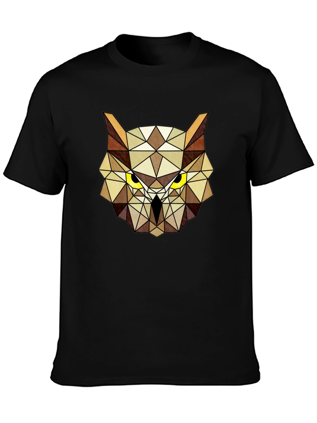 Geometric Owl Head Graphic Tee - Modern Design