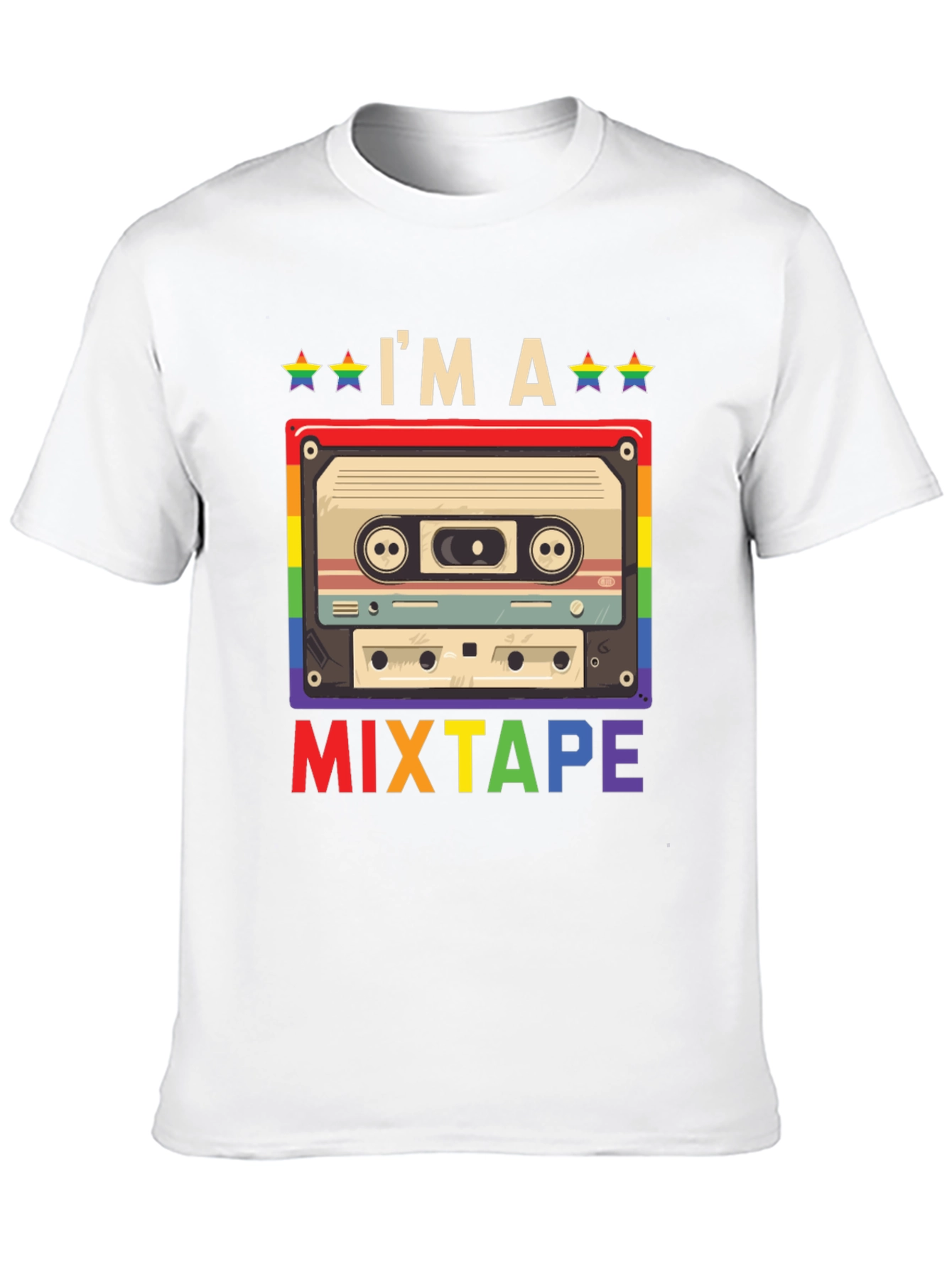 LGBTQ+ Pride Mixtape T-Shirt - Rainbow Design