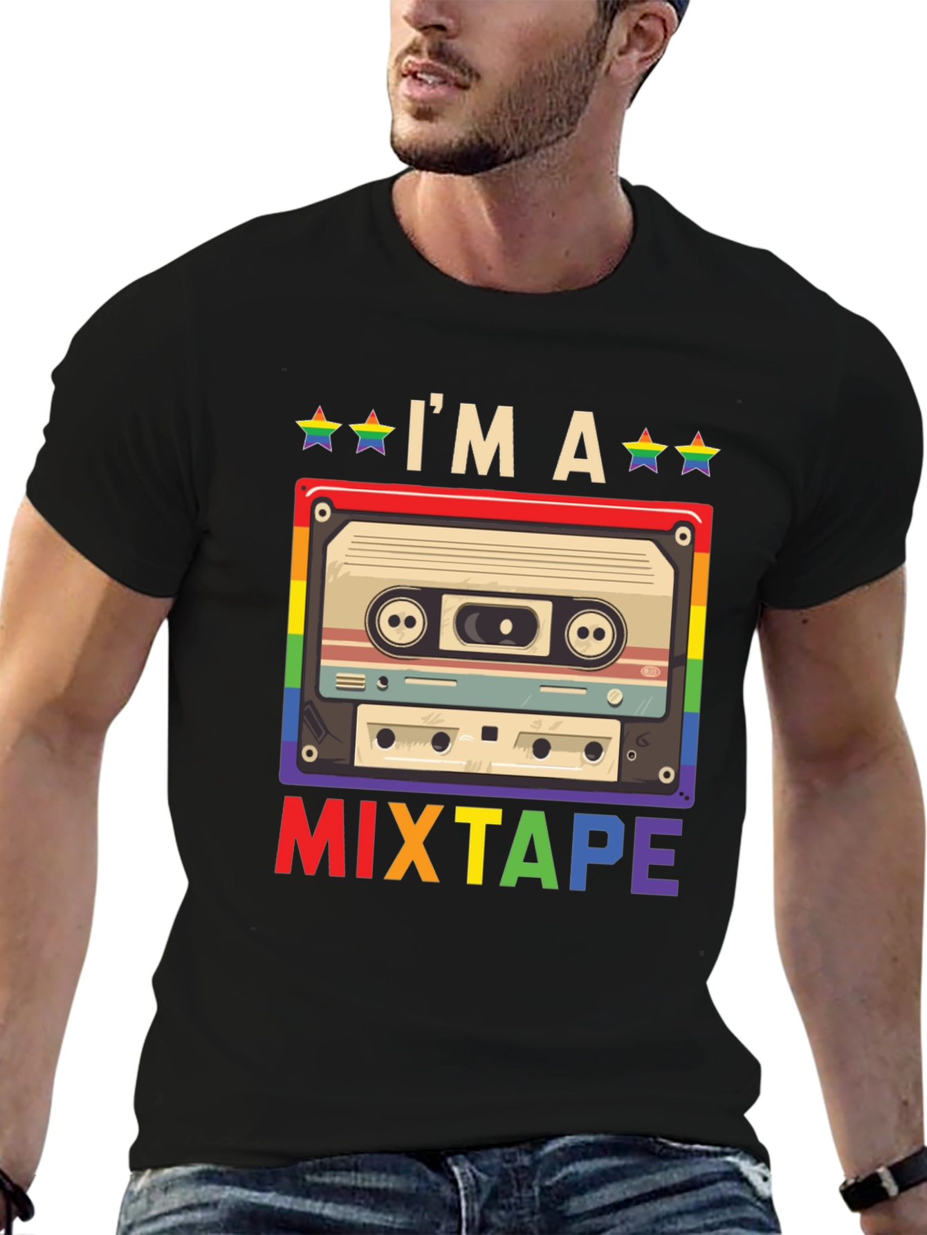 LGBTQ+ Pride Mixtape T-Shirt - Rainbow Design
