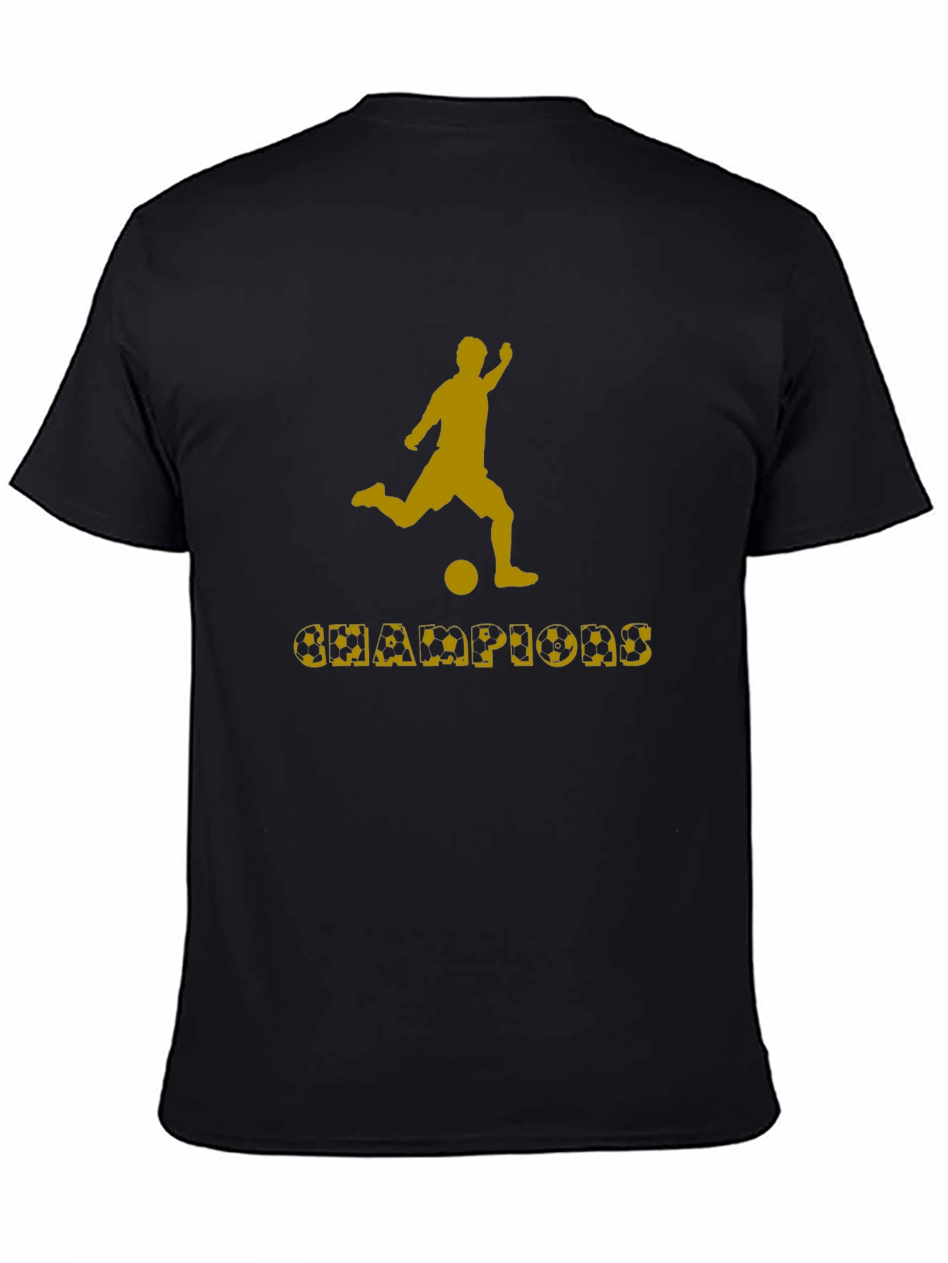 Champions Soccer Graphic Tee - Black Cotton T-Shirt