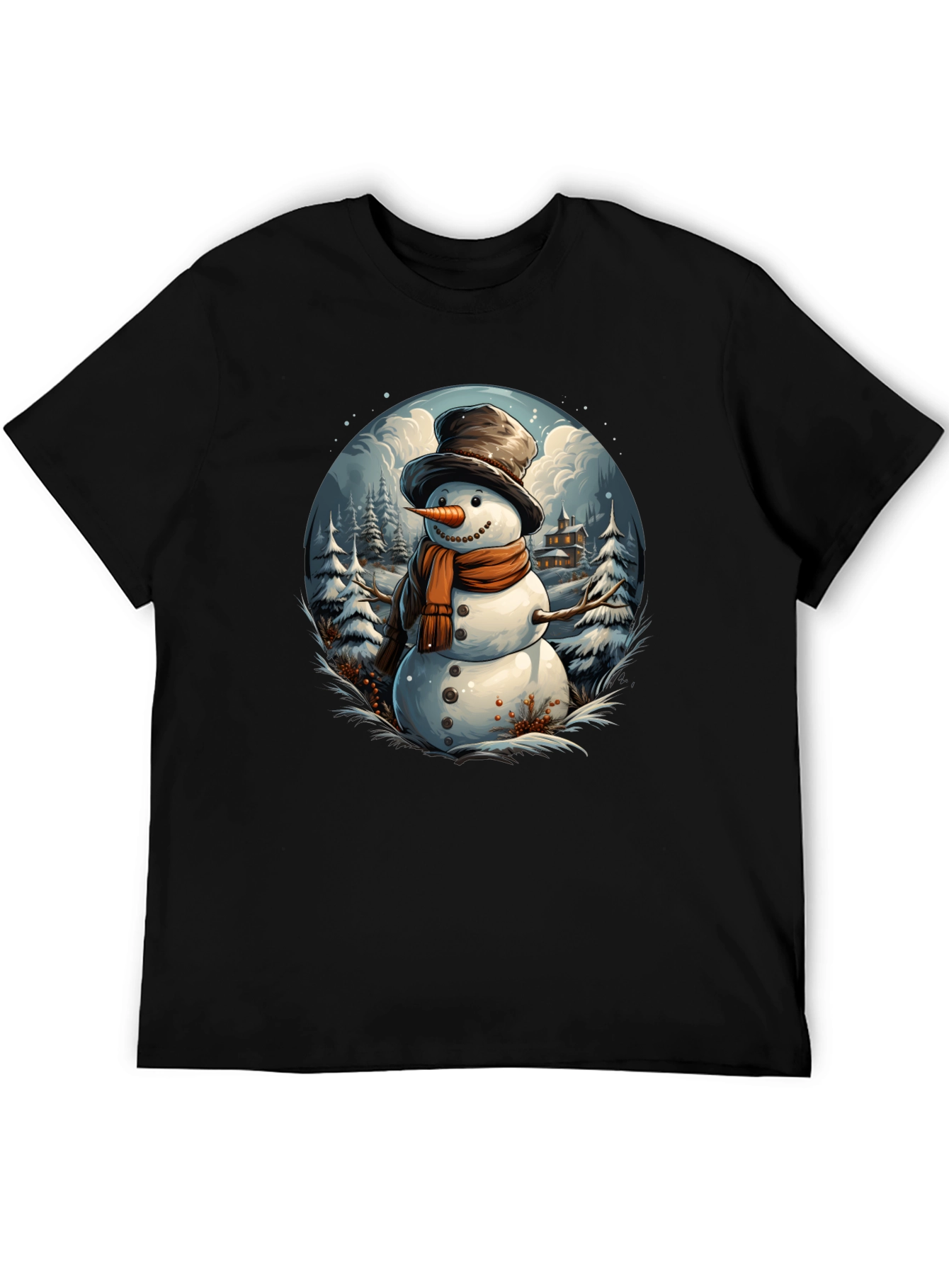 Festive Snowman Graphic Tee - Winter Holiday Apparel