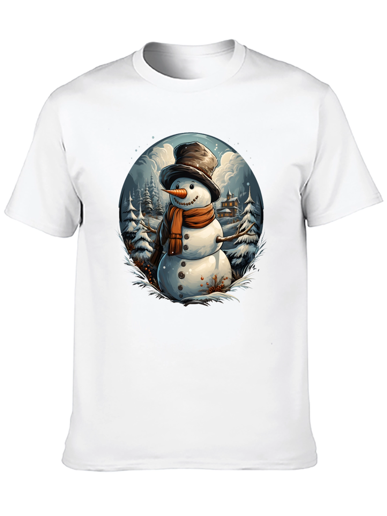Festive Snowman Graphic Tee - Winter Holiday Apparel