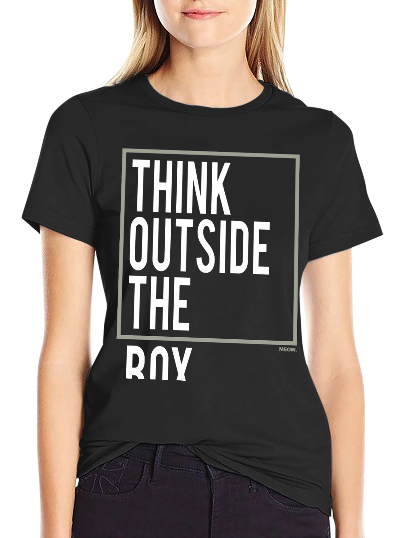 Think Outside the Box Graphic T-Shirt - Black