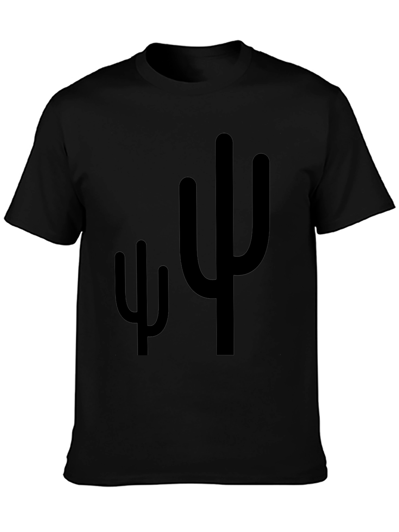 Cactus Graphic Print Mens Black T-Shirt