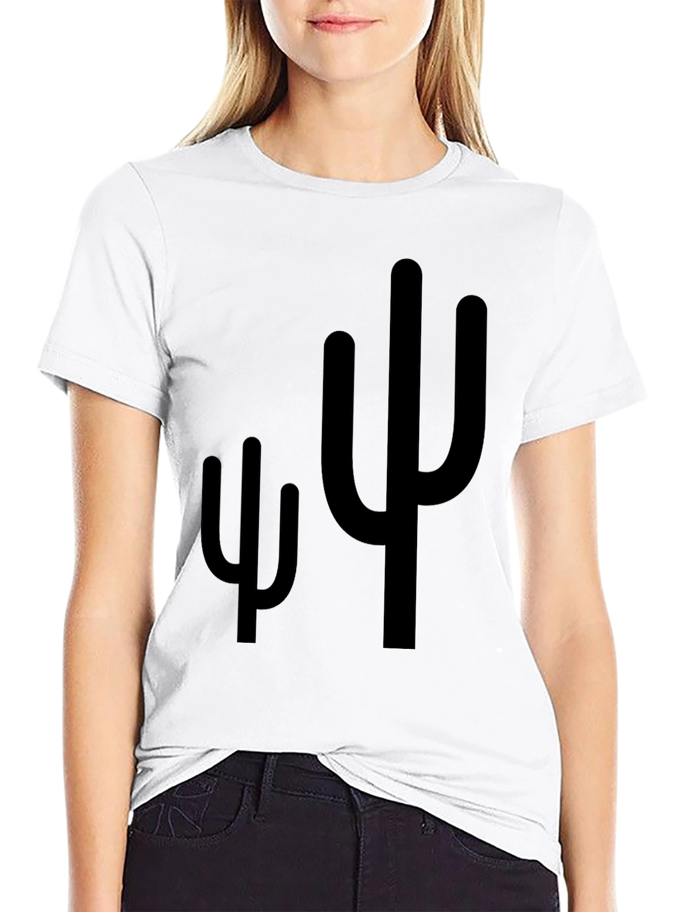 Cactus Graphic Print Mens Black T-Shirt