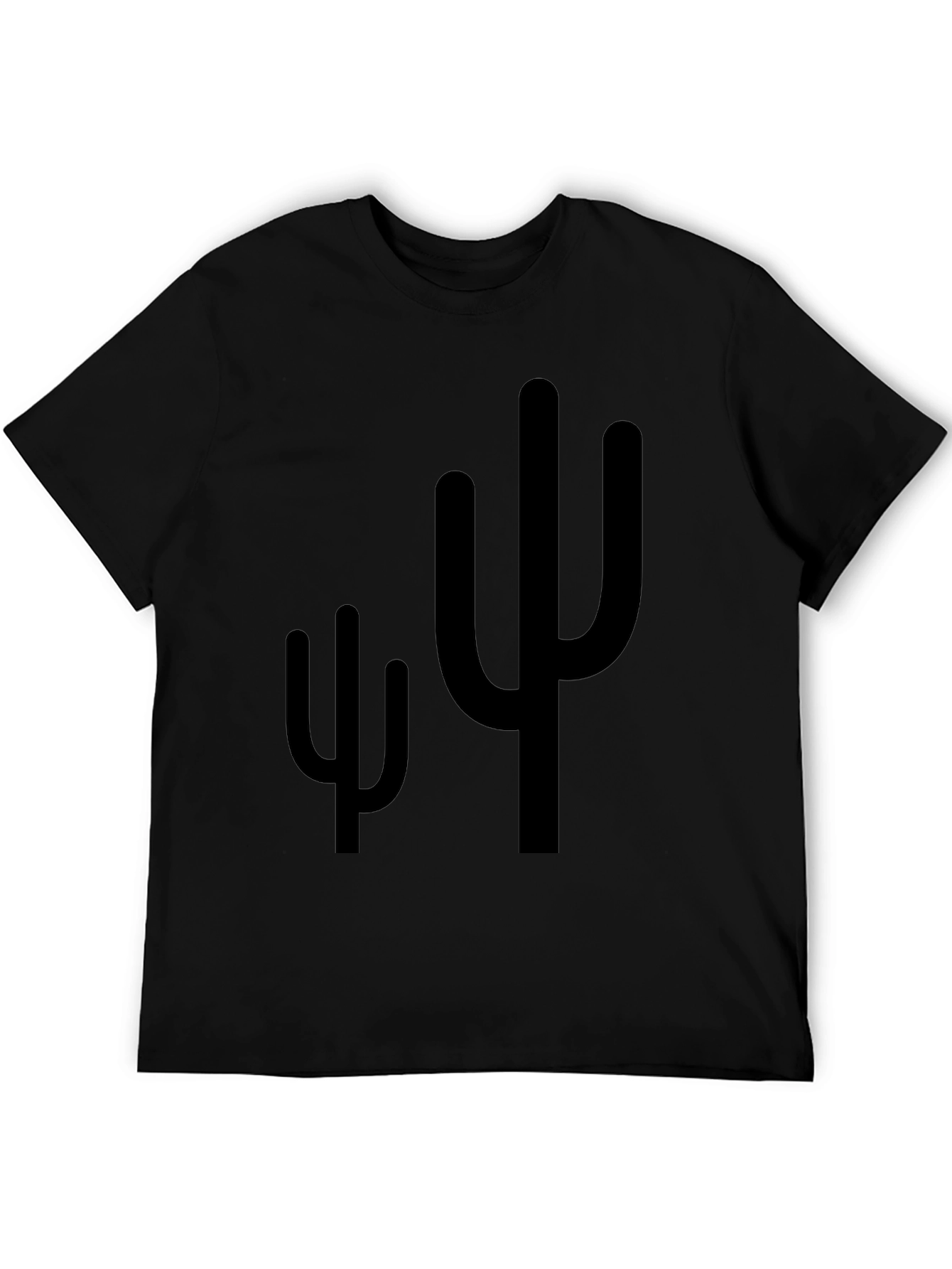 Cactus Graphic Print Mens Black T-Shirt