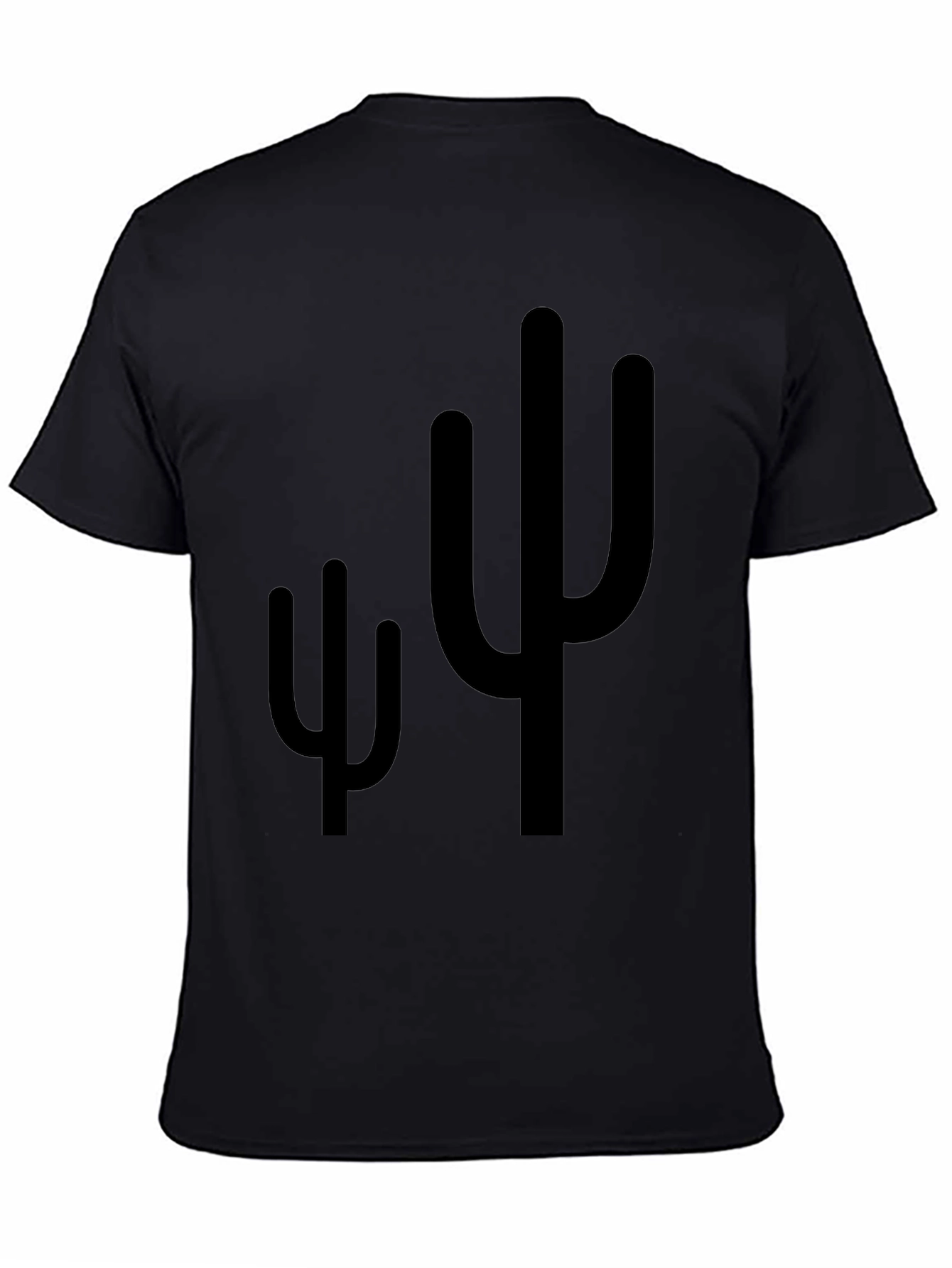Cactus Graphic Print Mens Black T-Shirt