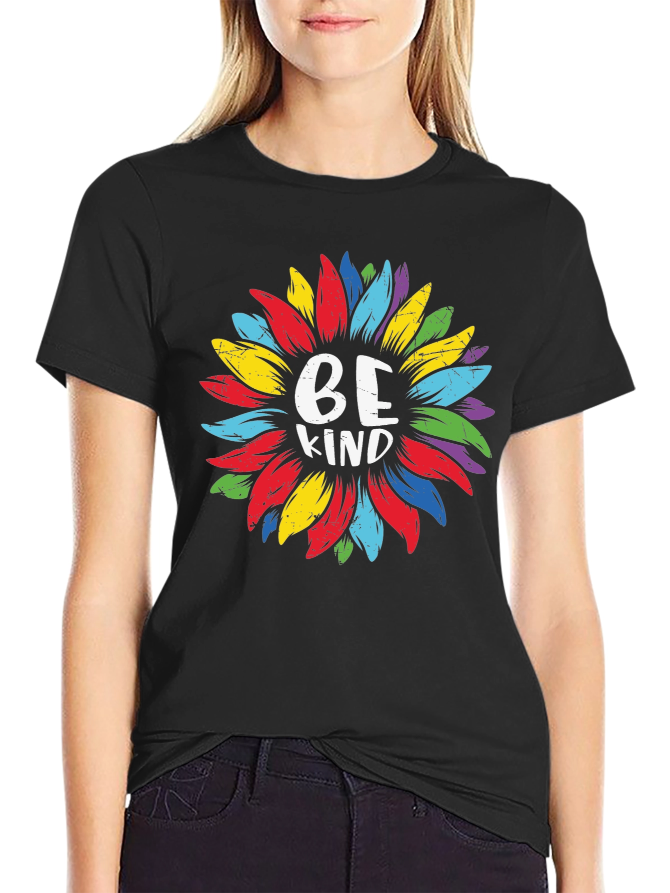 Be Kind Sunflower Graphic T-Shirt - Black