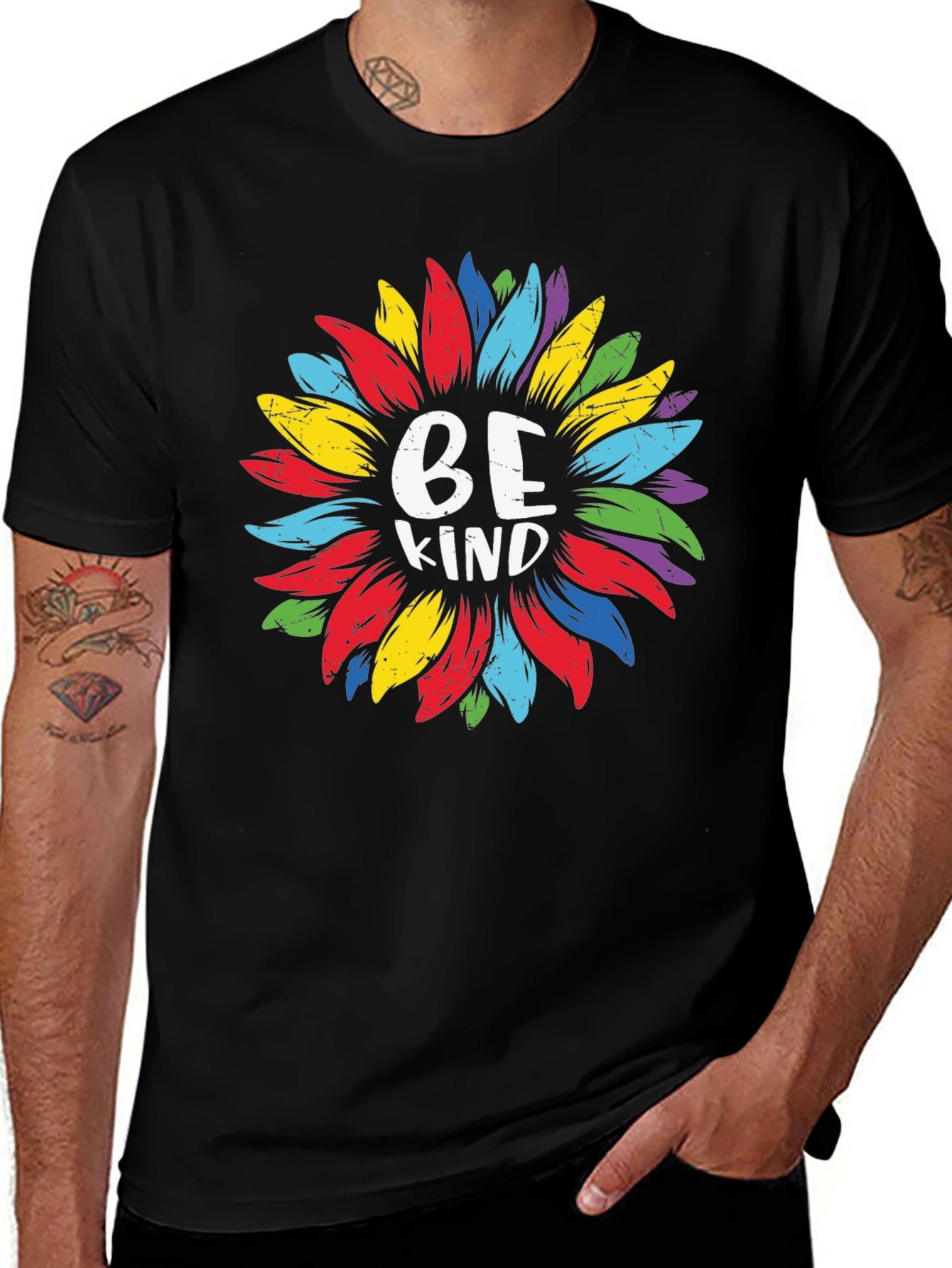 Be Kind Sunflower Graphic T-Shirt - Black