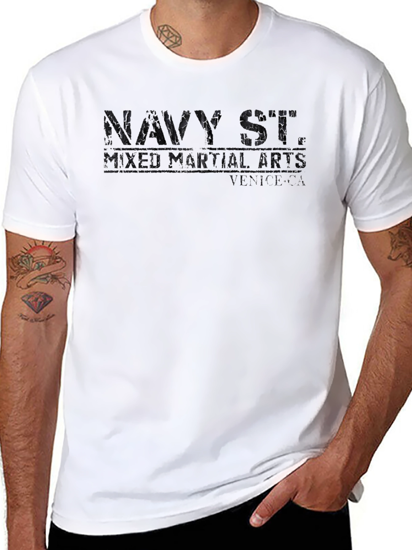 Mens Black Navy St. Martial Arts Graphic Tee